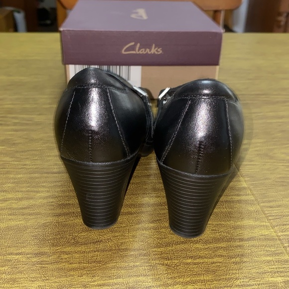 Clarks Black Dream Honor Bendable 2 Strap buckles Dress Shoes 8.5 - Picture 4 of 10